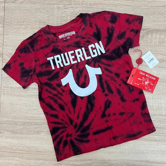 TRUE RELIGION Little Boy’s Tie Dye Logo Tee Red Size 5 - Picture 1 of 7